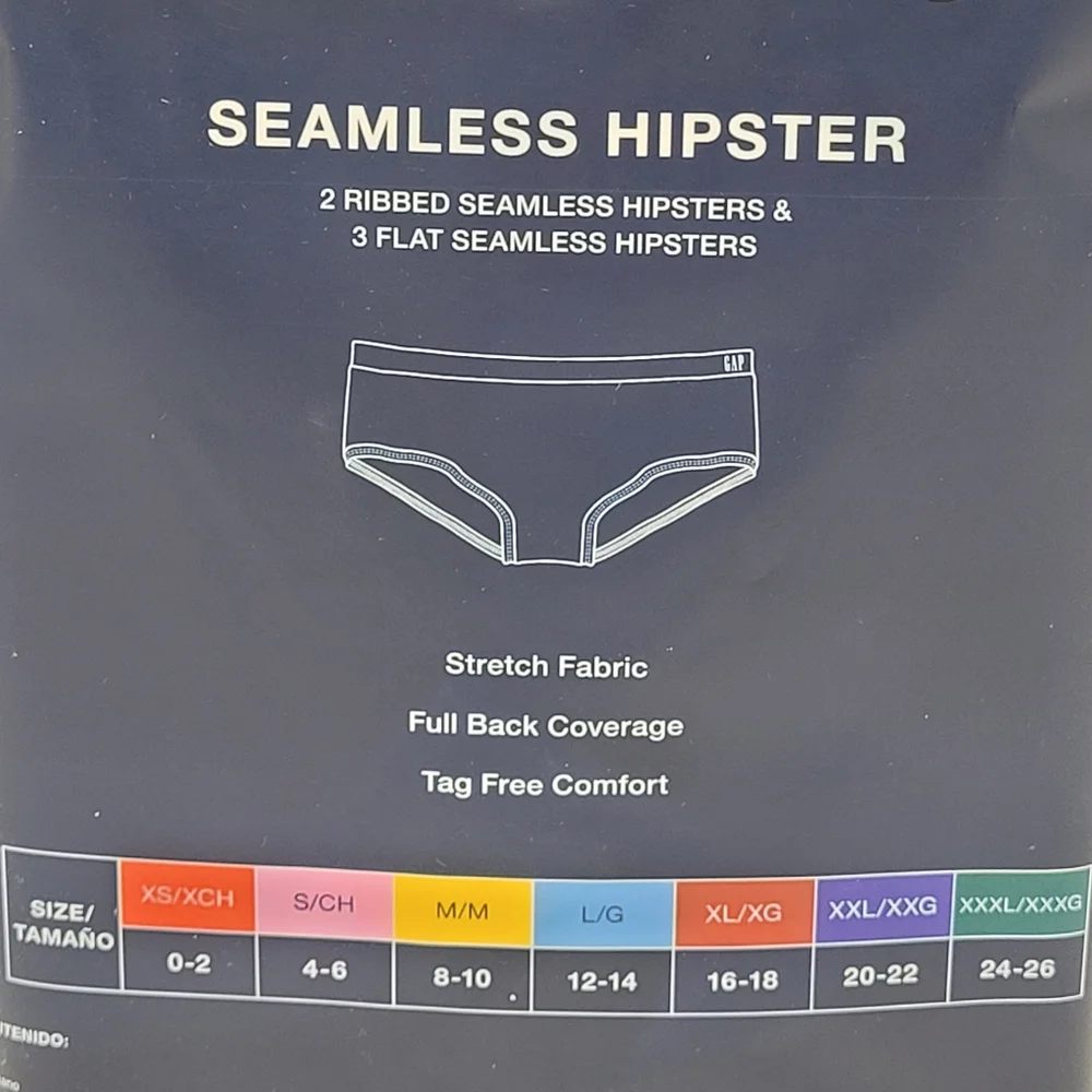 Gap Body Panties Seamless Hipster Underwear 5 Pair Pack Size XXL NEW